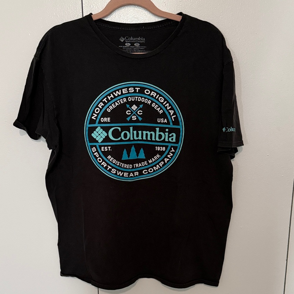 Columbia Black Tee with Teal Logo